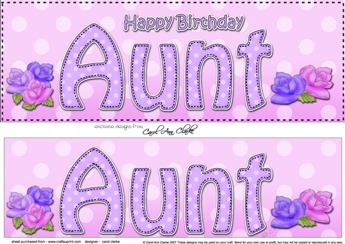 Large DL Happy Birthday AUNT 3D decoupage with Roses
