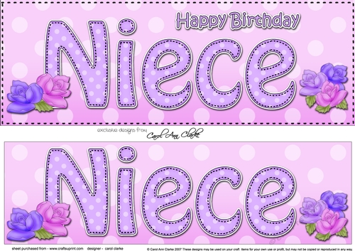 Large DL Happy Birthday NIECE 3D decoupage with Roses
