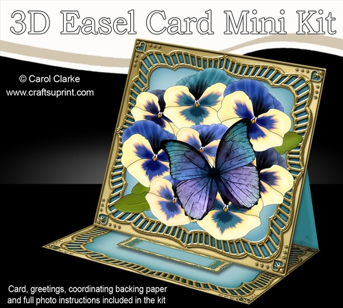 3D Easel Card Mini Kit - Butterfly & Flowers on Gold Frame
