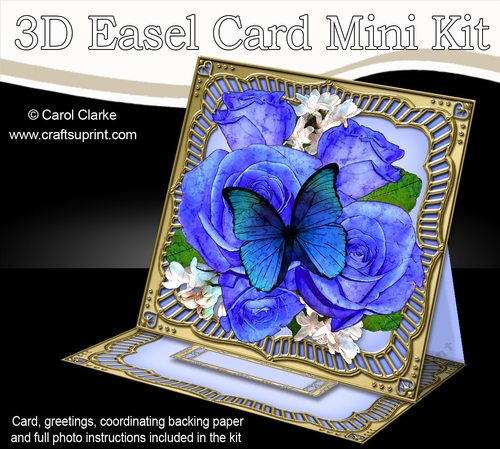 3D Easel Card Mini Kit - Butterfly & Flowers on Gold Frame