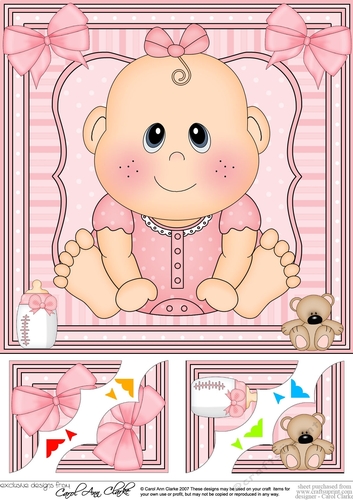 8 x 8 Cute New Baby Girl Scalloped Corner Topper  