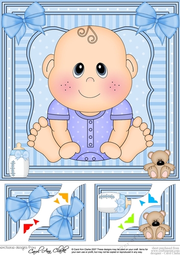 8 x 8 Cute New Baby Boy Scalloped Corner Topper  