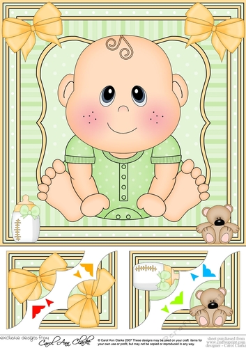8 x 8 Cute New Baby Scalloped Corner Topper  