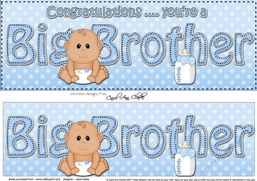Large DL Ethnic New Baby Congratulations you are a ... BIG BROTHER 3D decoupage