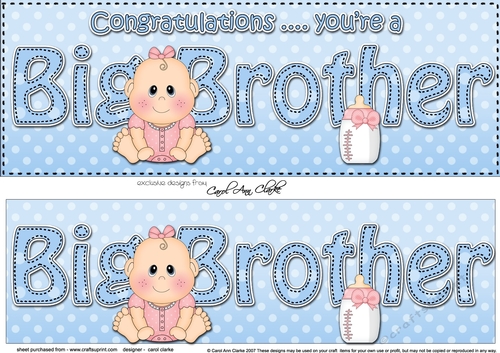 Large DL New Baby Congratulations you are a ... BIG BROTHER 3D decoupage