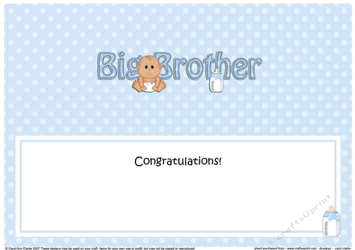 Large DL Ethnic New Baby Congratulations you are a ... BIG BROTHER insert