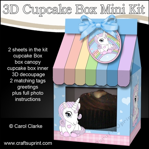 3d Mini Milk Carton Cupcake Treat Box Mini Kit - Cute Little Unicorn