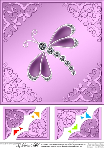 8 x 8 Dragonfly Scalloped corner Topper