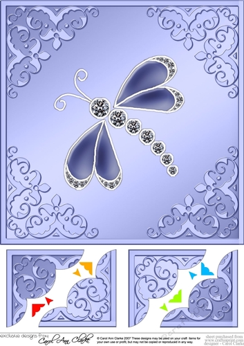 8 x 8 Dragonfly Scalloped corner Topper