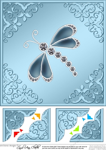 8 x 8 Dragonfly Scalloped corner Topper