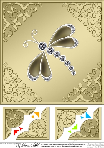 8 x 8 Dragonfly Scalloped corner Topper