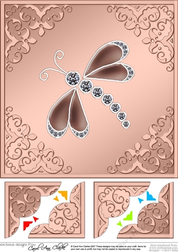 8 x 8 Dragonfly Scalloped corner Topper