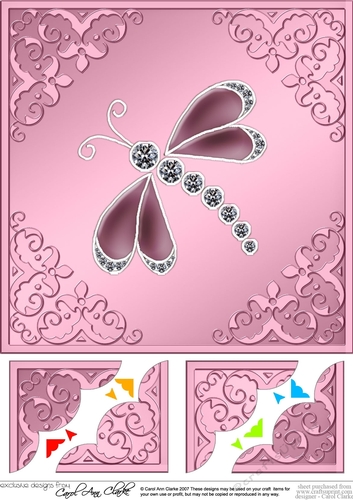 8 x 8 Dragonfly Scalloped corner Topper