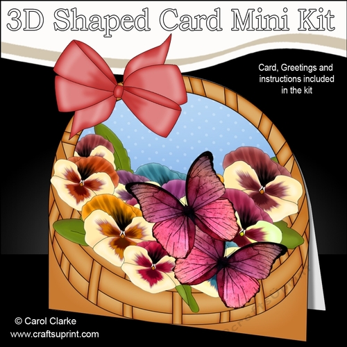 3D Shaped Card  Kit - Pretty Flowers & Butterfly Basket