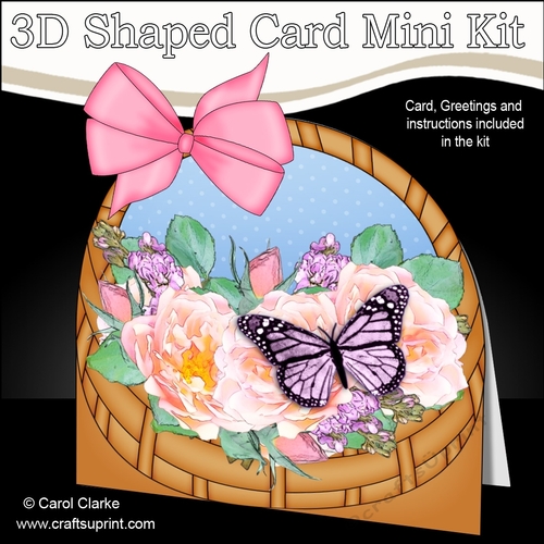 3D Shaped Card  Kit - Pretty Flowers & Butterfly Basket