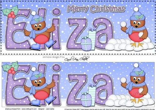 Large DL Merry Christmas ELIZA 3D decoupage
