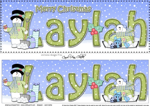 Large DL Merry Christmas LAYLAH 3D decoupage