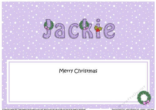 Large DL Merry Christmas JACKIE insert