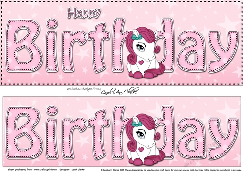 Large DL HAPPY BIRTHDAY 3D decoupage with Cute Pony