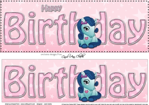 Large DL HAPPY BIRTHDAY 3D decoupage with Cute Pony