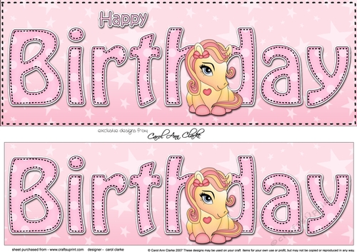 Large DL HAPPY BIRTHDAY 3D decoupage with Cute Pony