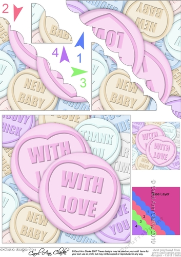 With Love Sweet Heart Scallop Corner side stacker Topper