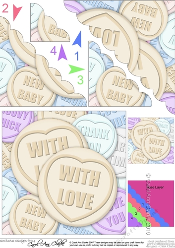 With Love Sweet Heart Scallop Corner side stacker Topper