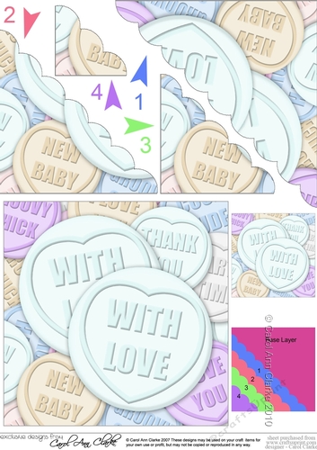 With Love Sweet Heart Scallop Corner side stacker Topper