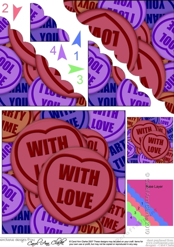 With Love Sweet Heart Scallop Corner side stacker Topper