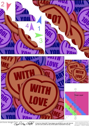 With Love Sweet Heart Scallop Corner side stacker Topper