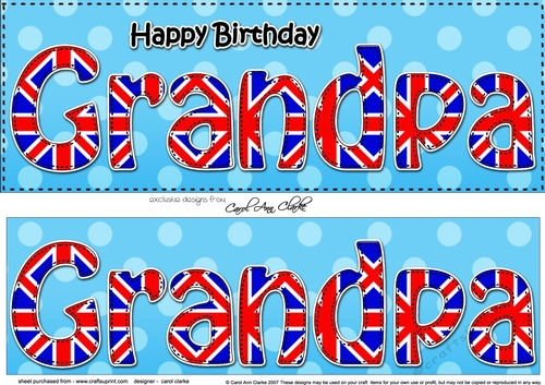 Large DL Happy Birthday GRANDPA 3D decoupage UK Union Jack