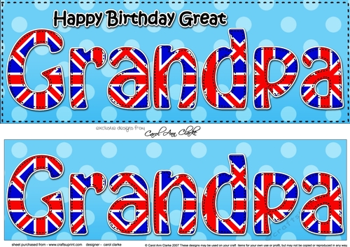 Large DL Happy Birthday GREAT GRANDPA 3D decoupage UK Union Jack