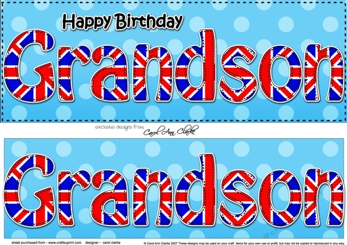 Large DL Happy Birthday GRANDSON 3D decoupage UK Union Jack