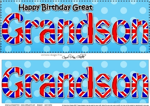 Large DL Happy Birthday GREAT GRANDSON 3D decoupage UK Union Jack