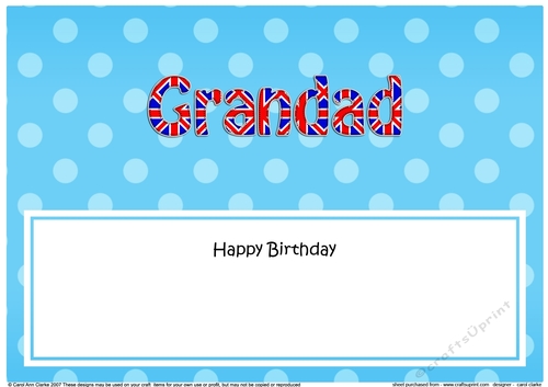 Large DL Happy Birthday GRANDAD insert UK Union Jack