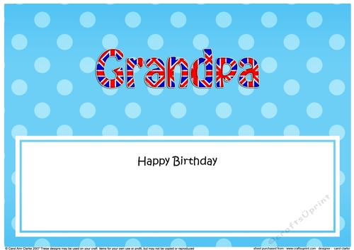 Large DL Happy Birthday GRANDPA insert UK Union Jack