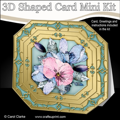 3D Shaped Octagonal Floral Card Kit - Pretty Rose 