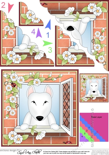 Scalloped Corner Stacker - Through the Window - Little English Bull Dog Terrier