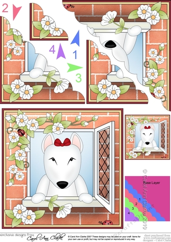 Scalloped Corner Stacker - Through the Window - Little English Bull Dog Terrier