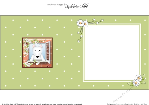 Square landscape insert - Through the Window - Little English Bull Dog Terrier