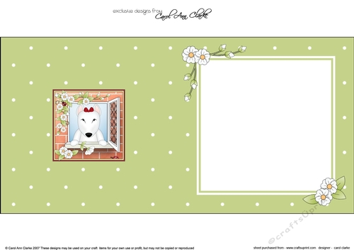 Square landscape insert - Through the Window - Little English Bull Dog Terrier