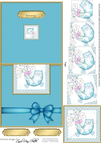 Cute Cat has a bunch of Flowers No-hole Over the Edge & Spiral Pyramid