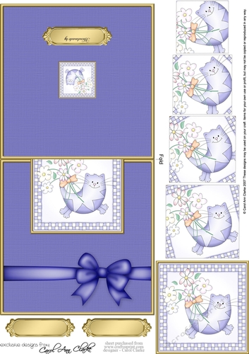 Cute Cat has a bunch of Flowers No-hole Over the Edge & Spiral Pyramid