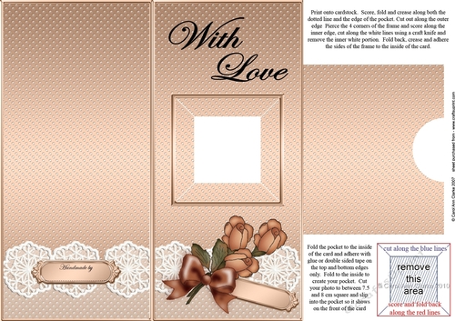 Add a Photo Card Roses & Lace with easy fold frame