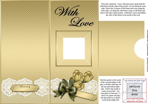 Add a Photo Card Roses & Lace with easy fold frame
