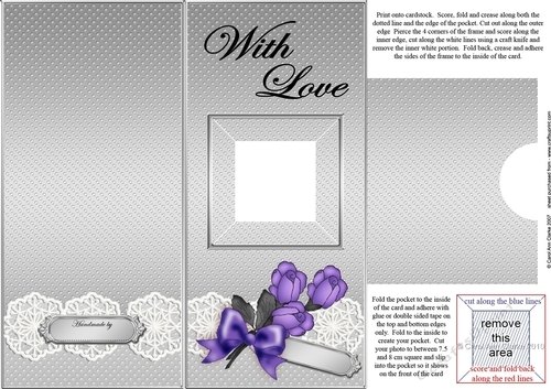 Add a Photo Card Roses & Lace with easy fold frame