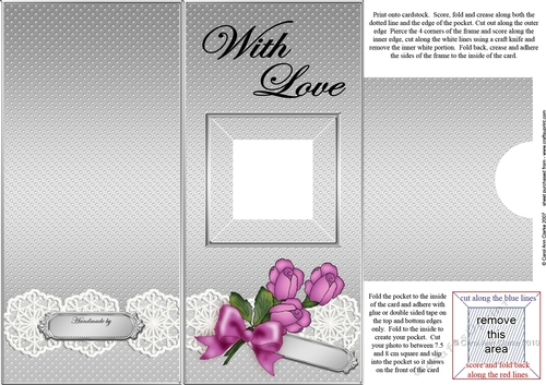 Add a Photo Card Roses & Lace with easy fold frame