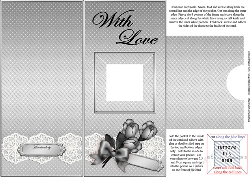 Add a Photo Card Roses & Lace with easy fold frame
