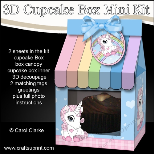 3d Mini Milk Carton Cupcake Treat Box Mini Kit - Cute Little Unicorn