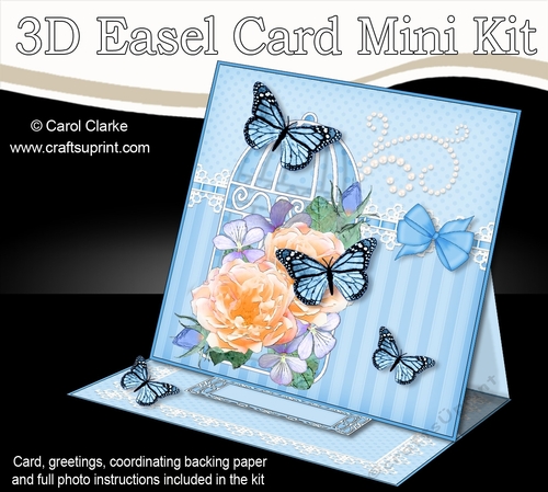 3D Easel Card Mini Kit - Pretty Floral Birdcage with Butterflies